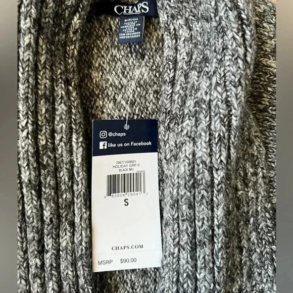 Chaps Gray Cardigan Sweater Gray Oversized Collar Size Small. Nwt - Picture 4 of 8